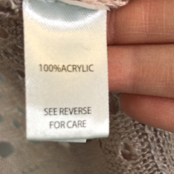 Moral Fiber Crochet Knit Open Front Cardigan Bohemian Size L Mauve Lightweight - Picture 10 of 12